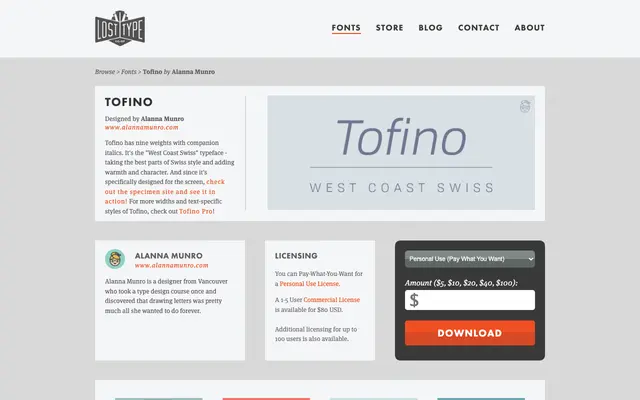 Tofino specimen from Lost Type Co-op