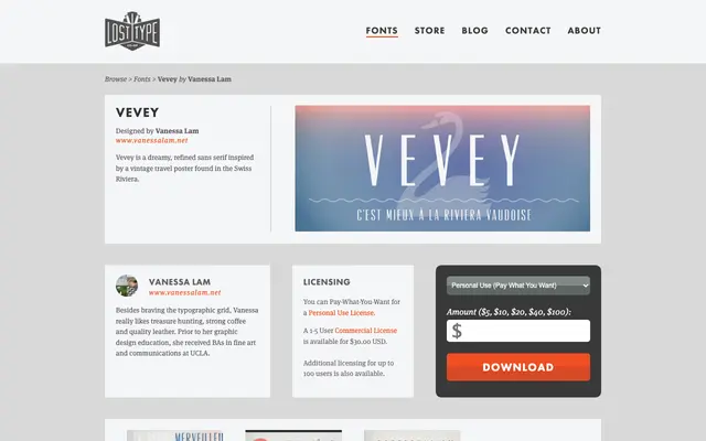Vevey specimen from Lost Type Co-op