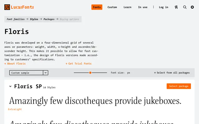 Floris specimen from LucasFonts