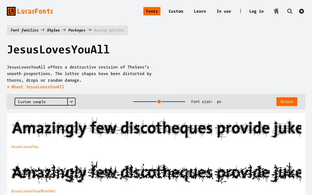 JesusLovesYouAll specimen from LucasFonts