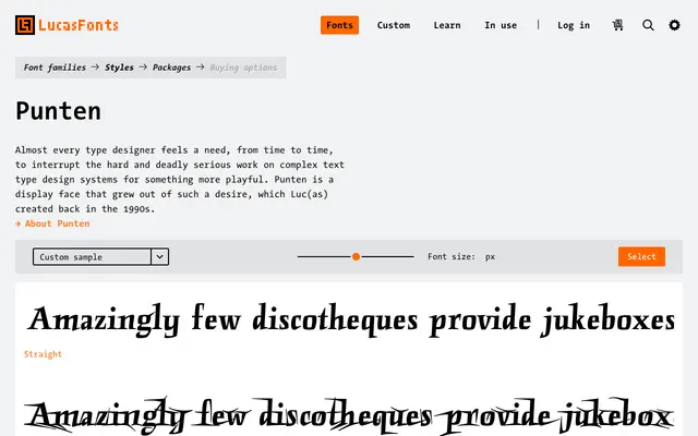 Punten specimen from LucasFonts
