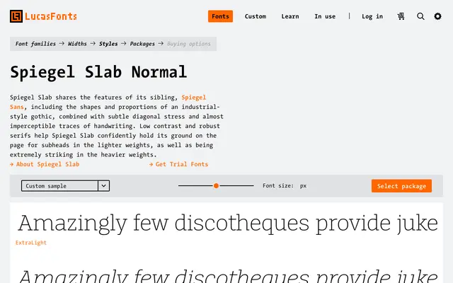 Spiegel Slab specimen from LucasFonts