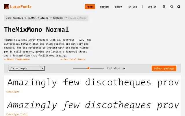 TheMixMono specimen from LucasFonts