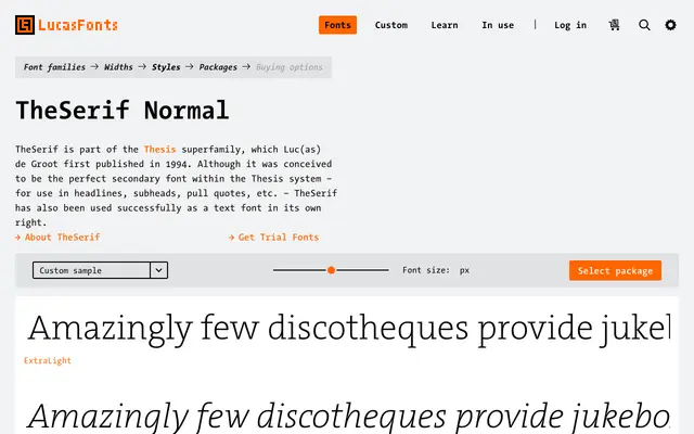 TheSerif specimen from LucasFonts