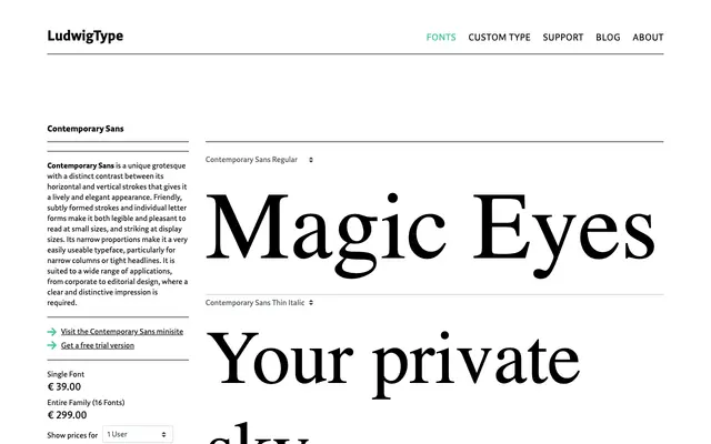 Contemporary Sans specimen from Ludwig