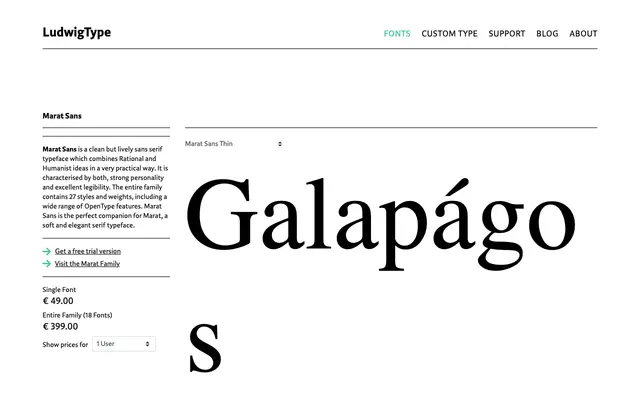Marat Sans specimen from Ludwig