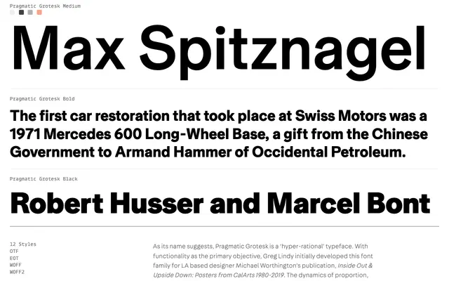Pragmatic Grotesk specimen from Lux Typo