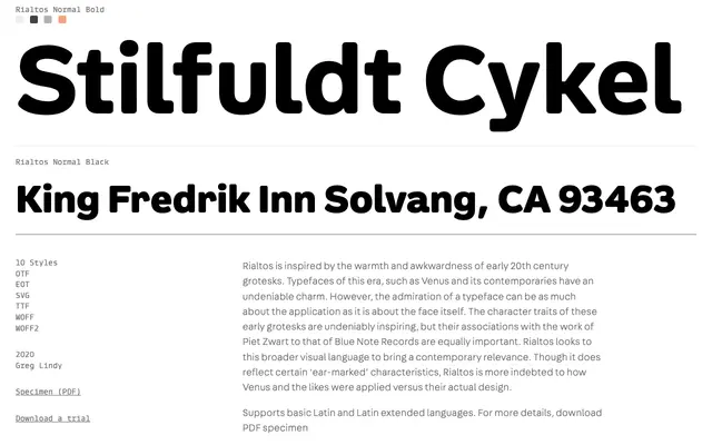 Rialtos Normal specimen from Lux Typo