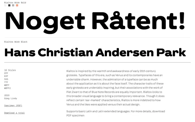 Rialtos Wide specimen from Lux Typo