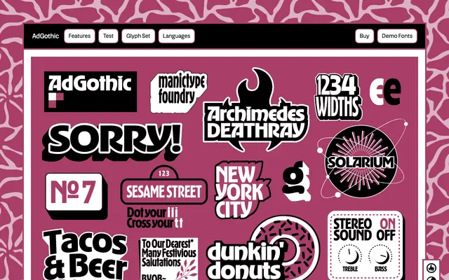 AdGothic specimen from Manic Type
