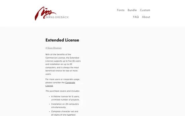 Extended License specimen from Mans Greback