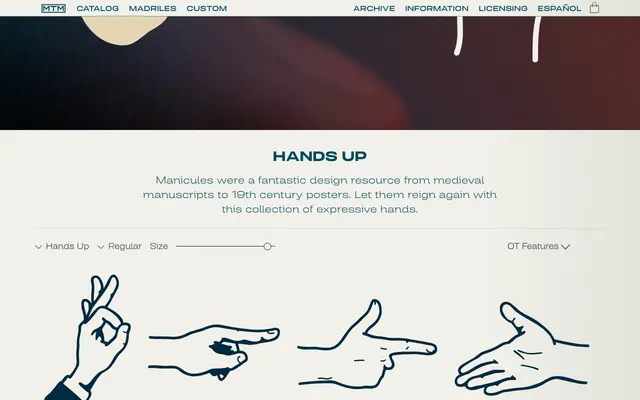 Hands Up specimen from Manufacturas Tipográficas Madrileñas