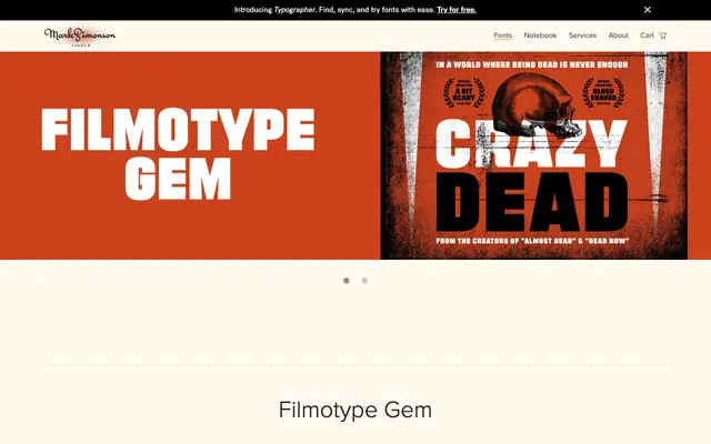 Filmotype Gem specimen from Mark Simonson