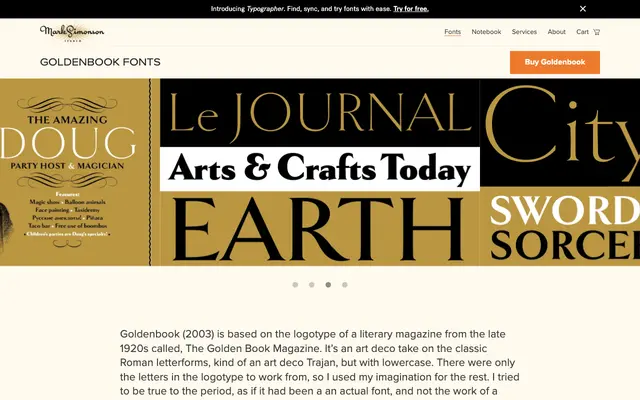 Goldenbook specimen from Mark Simonson