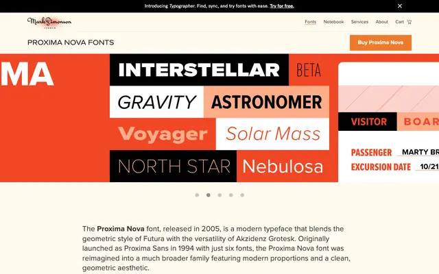 Proxima Nova specimen from Mark Simonson