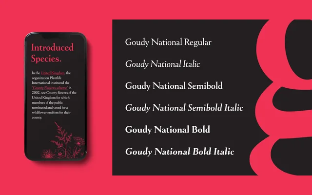Goudy National specimen from Matteson Typographics