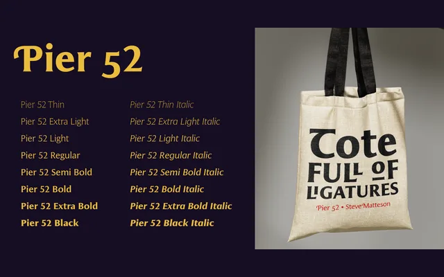 Pier52 specimen from Matteson Typographics