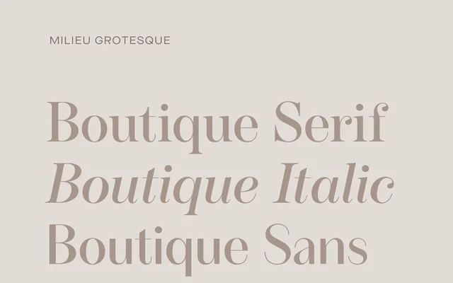 Boutique specimen from Milieu Grotesque