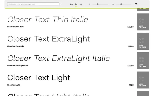 Closer Text specimen from Mint Type