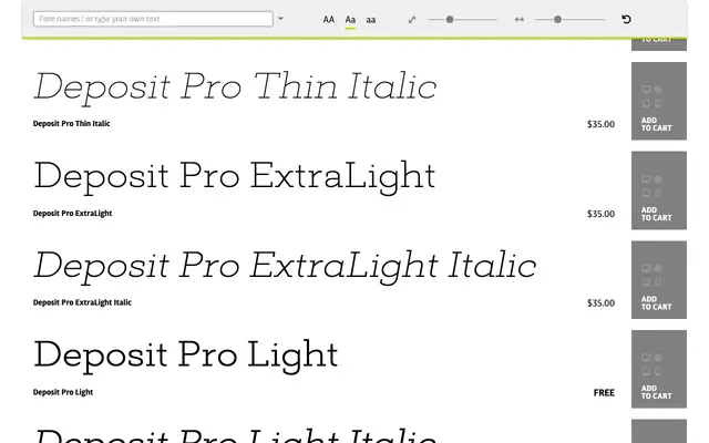 Deposit Pro specimen from Mint Type