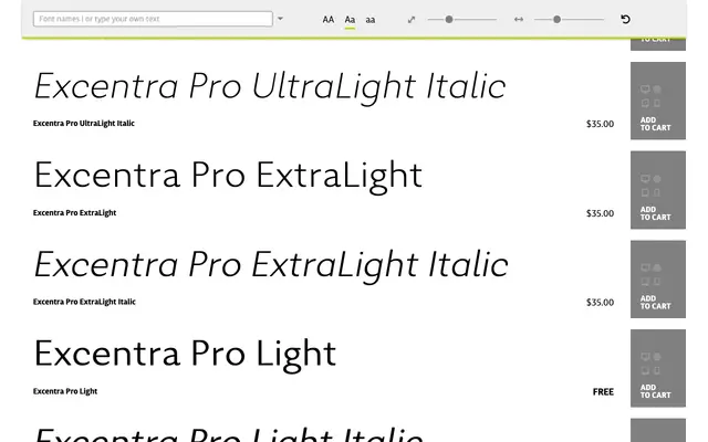 Excentra Pro specimen from Mint Type