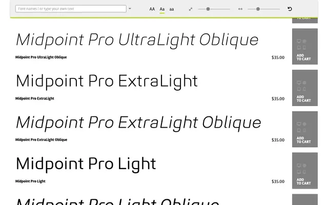Midpoint Pro specimen from Mint Type