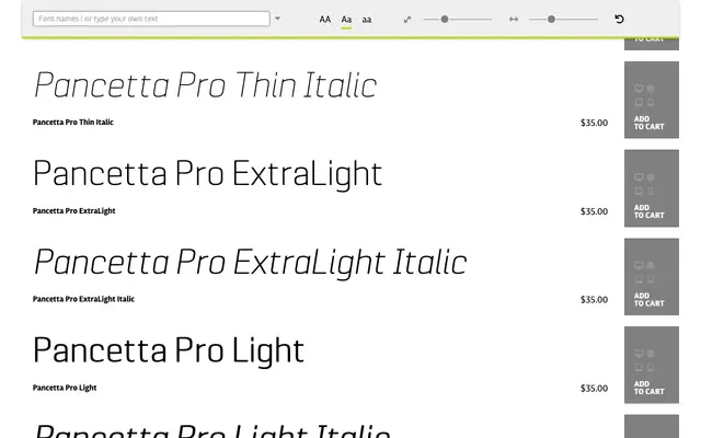 Pancetta Pro specimen from Mint Type