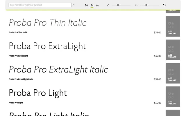 Proba Pro specimen from Mint Type