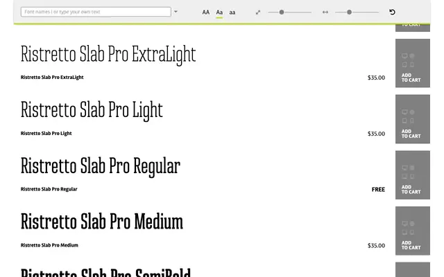 Ristretto Slab Pro specimen from Mint Type