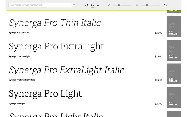 Synerga Pro specimen from Mint Type