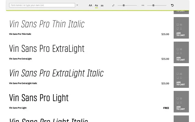 Vin Sans Pro specimen from Mint Type