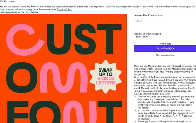 Add-on: Font Customization specimen from Mojomox