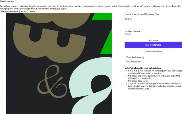 Font Access – Annual Company Plan specimen from Mojomox