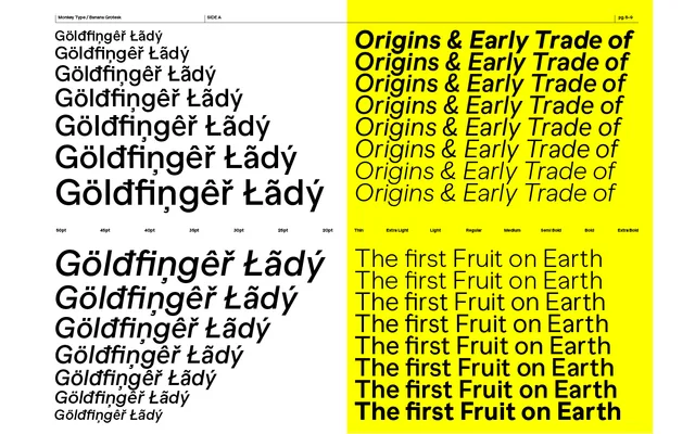 Banana Grotesk specimen from Monkey Type