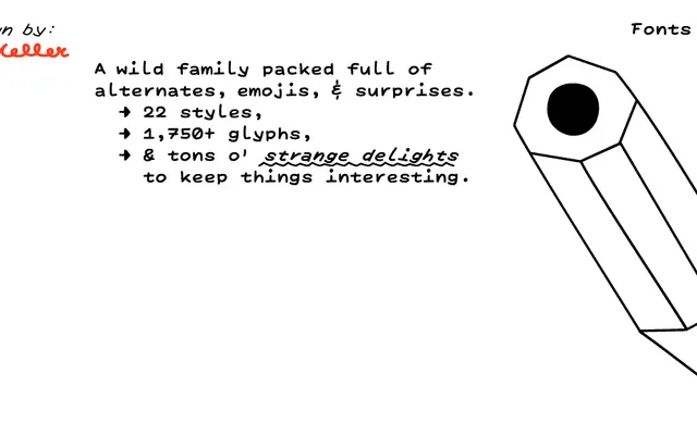 A Hand-Drawn Font specimen from Mota Italic