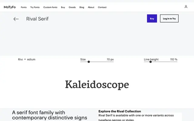 Rival Serif specimen from MoTyFo