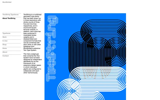 TwoString Typefaces specimen from Muirmcneil