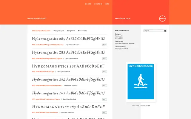 MVB Aunt Mildred specimen from MVB Fonts