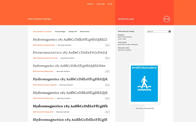 MVB Celestia Antiqua specimen from MVB Fonts