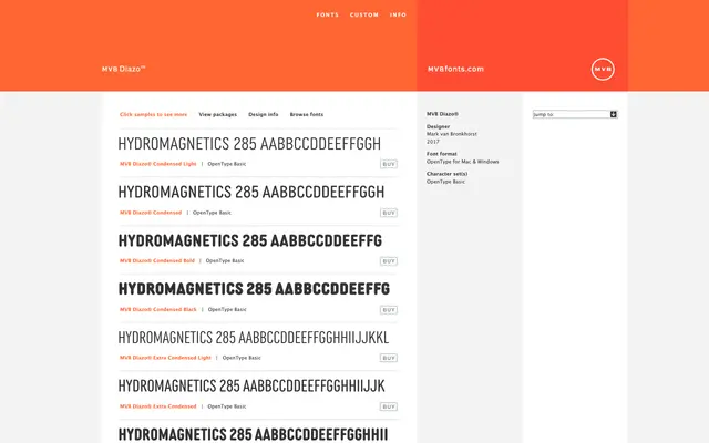 MVB Diazo specimen from MVB Fonts