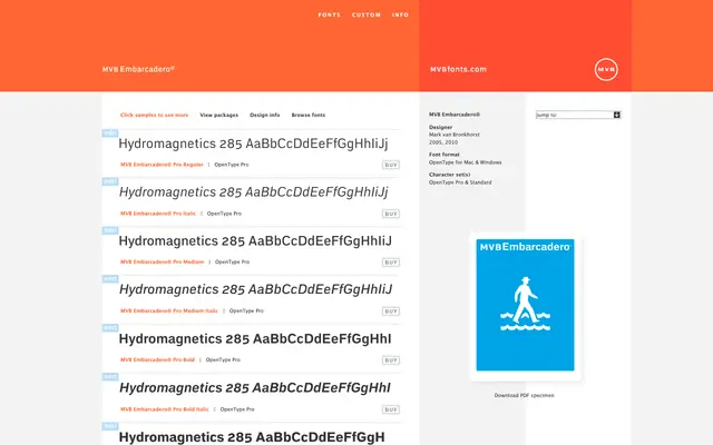 MVB Embarcadero specimen from MVB Fonts