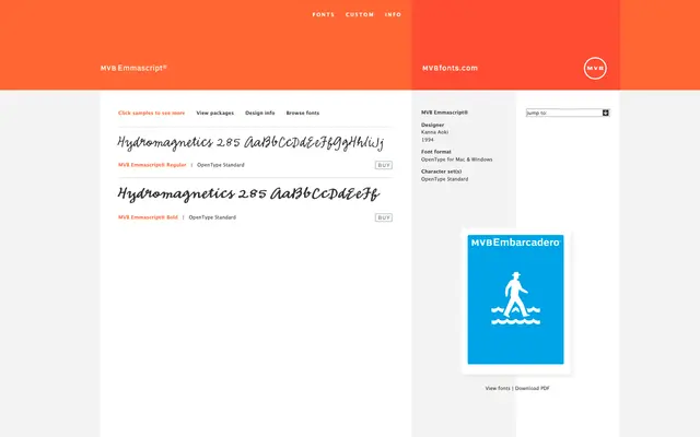 MVB Emmascript specimen from MVB Fonts