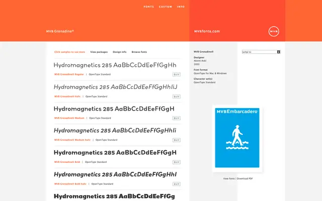 MVB Grenadine specimen from MVB Fonts