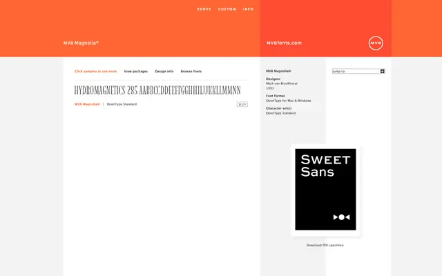 MVB Magnolia specimen from MVB Fonts
