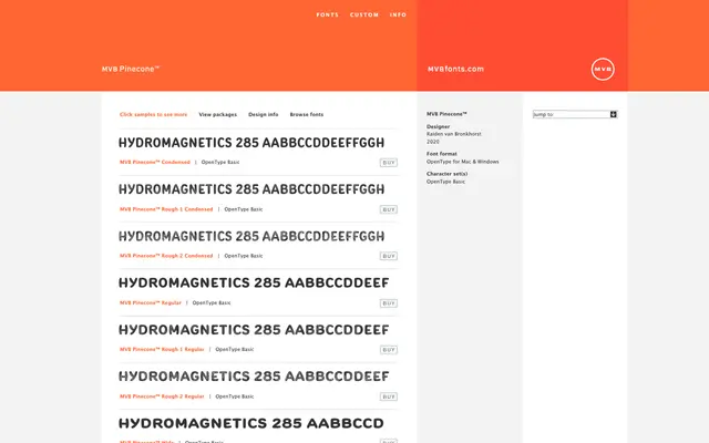 MVB Pinecone specimen from MVB Fonts