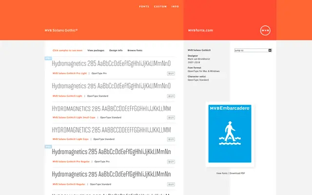 MVB Solano Gothic specimen from MVB Fonts