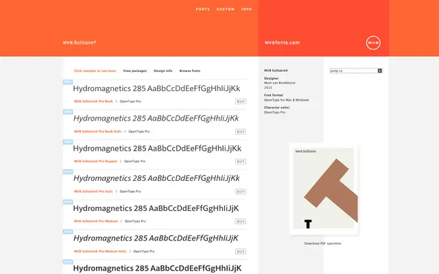 MVB Solitaire specimen from MVB Fonts