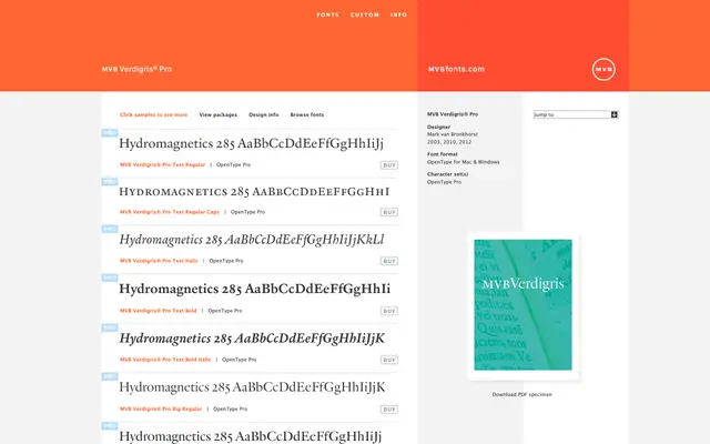 MVB Verdigris Pro specimen from MVB Fonts