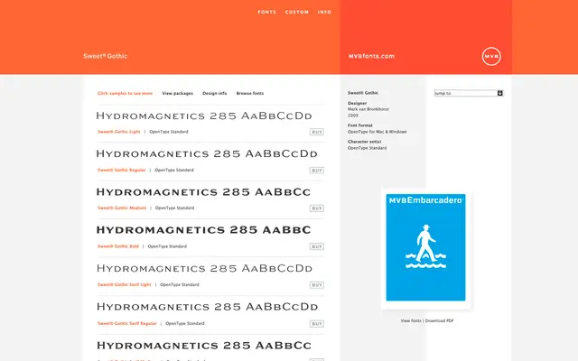 Sweet Gothic specimen from MVB Fonts