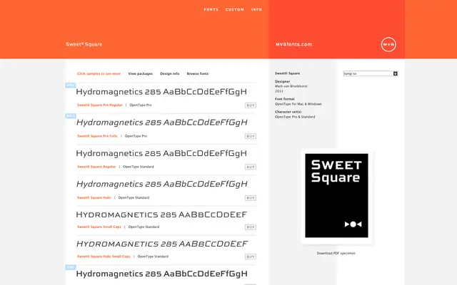 Sweet Square specimen from MVB Fonts